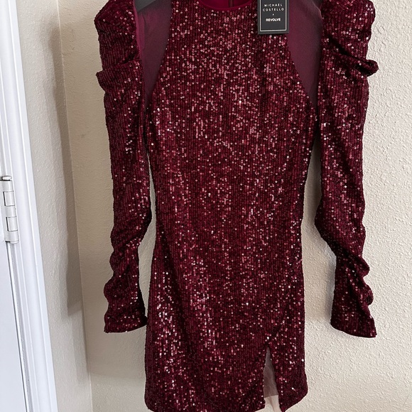 Revolve Sequin Burgundy Mini Dress - Picture 3 of 6